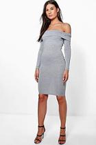 Boohoo Lacey Bardot Long Sleeve Bodycon Dress