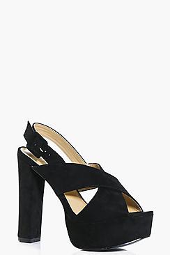 Boohoo Eileen Cross Front Slingback Platform