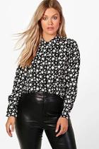 Boohoo Plus Jayne Star Print Woven Shirt