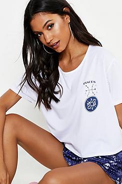 Boohoo Pisces Zodiac Print Short Set