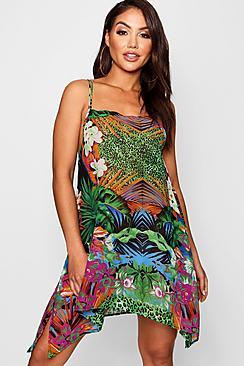 Boohoo Mila Tropical Swing Beach Dress