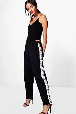 Boohoo Faye Lace Up Side Loopback Jogger