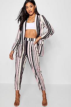 Boohoo Willow Stripe Tapered Leg Trouser