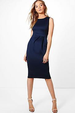 Boohoo Mia Pleat Front Tailored Dress
