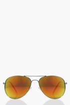 Boohoo Kate Gold Mirrored Classic Aviator Sunglasses Gold