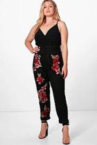 Boohoo Plus Harriet Embroidered Suedette Stretch Trouser