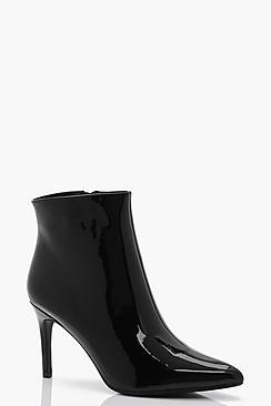 Boohoo Abbie Patent Pointed Toe Ankle Boot