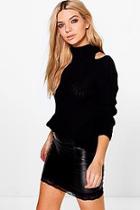 Boohoo Amelie Rib Knit Cold Shoulder Jumper