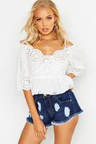 Boohoo Broderie Anglaise Wrap Top