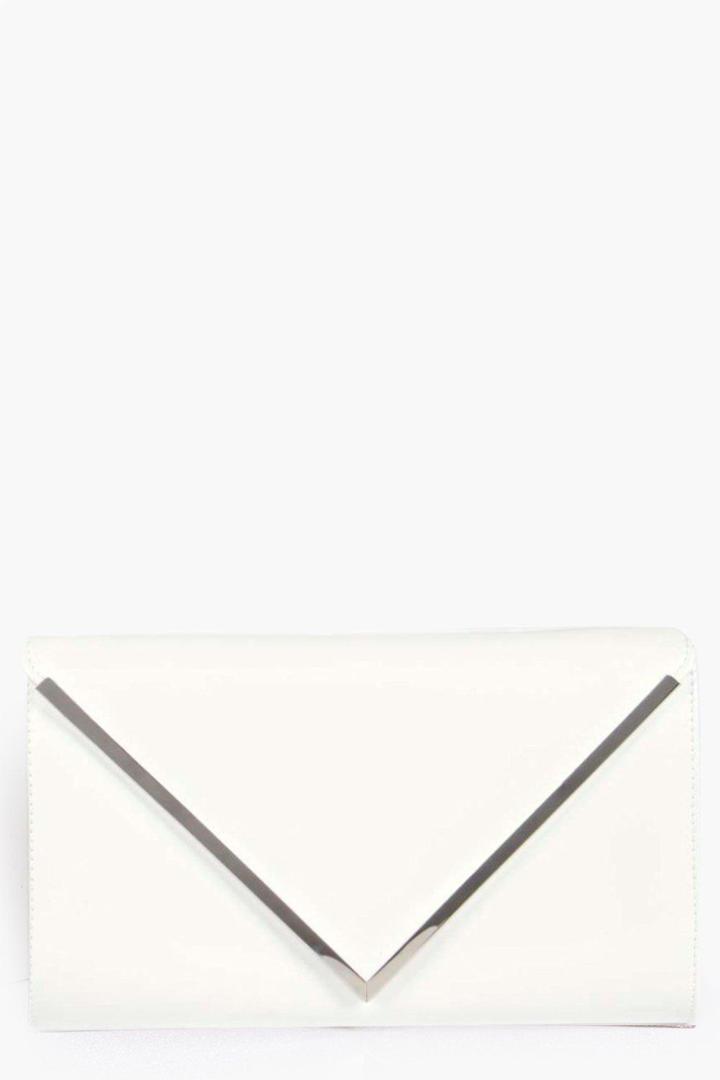 Boohoo Amy Envelope Clutch Bag White