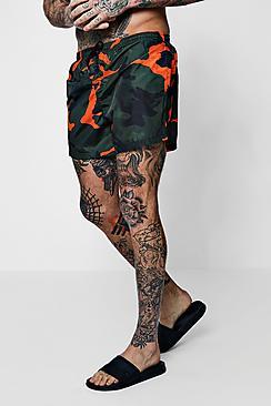 Boohoo Orange Camo Print Swim Shorts