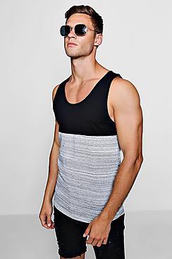 Boohoo Longline Curve Hem Space Dye Panel Racer Vest