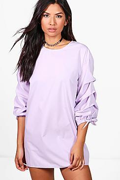 Boohoo Penny Gathered Balloon Sleeve Shift Dress