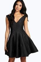 Boohoo Boutique Claire Sateen Fit & Flare Dress