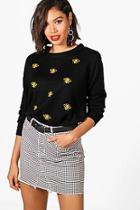 Boohoo Bethany Bee Embroidered Jumper