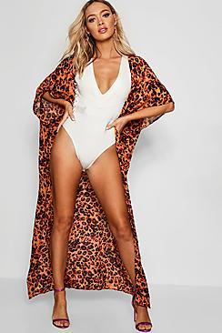 Boohoo Kelly Animal Maxi Beach Kimono