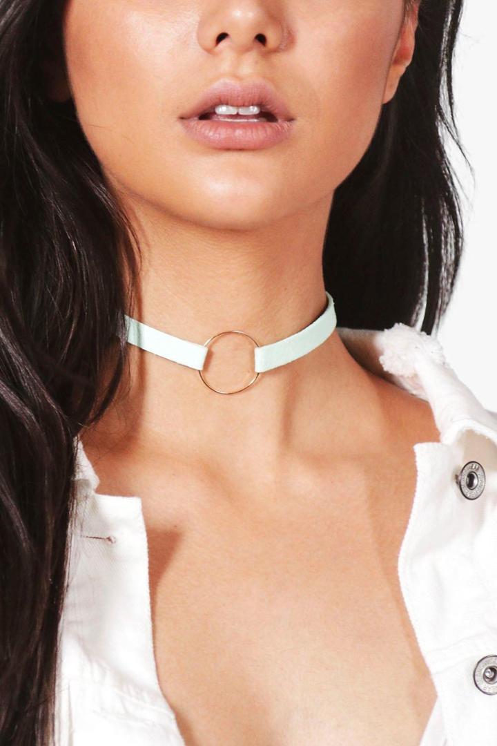 Boohoo Taylor Loop Circle Detail Choker Mint
