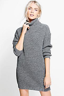 Boohoo Jessica Fisherman Roll Neck Jumper Dress