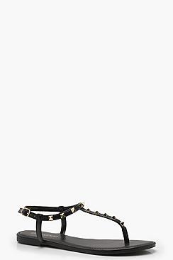 Boohoo Freya Studded T Bar Sandals