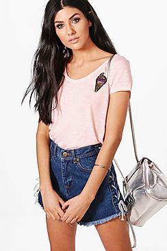 Boohoo Abbie Retro Sequin Badge Tee