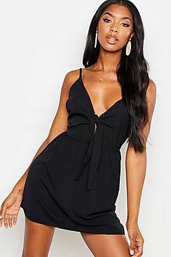 Boohoo Strappy Knot Front Beach Dress