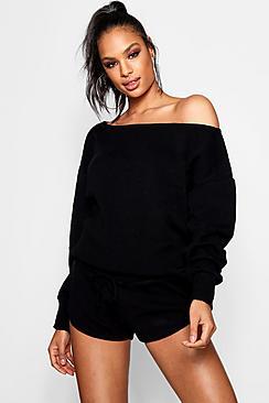 Boohoo Saskia Jumper And Shorts Heavy Knitted Set