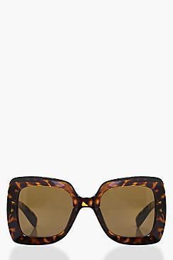 Boohoo Lexi Leopard Print Oversize Square Fashion Glasses