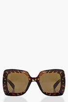 Boohoo Lexi Leopard Print Oversize Square Fashion Glasses