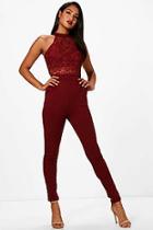 Boohoo Noor High Neck Crochet Jumpsuit