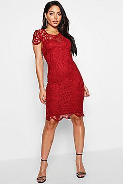 Boohoo Lace Cap Sleeve Midi Dress