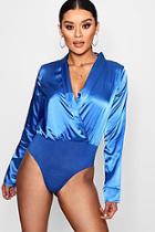 Boohoo Satin Collared Body Suit