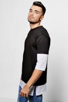 Boohoo Faux Layer 3/4 Sleeve T Shirt Black