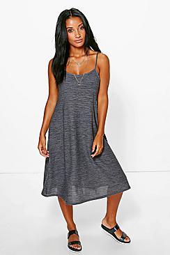 Boohoo Victoria Knitted Strappy Swing Dress