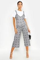 Boohoo Dogtooth Buckle Detail Pinafore Jumpsuit