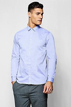 Boohoo Jacquard Dot Long Sleeve Smart Shirt