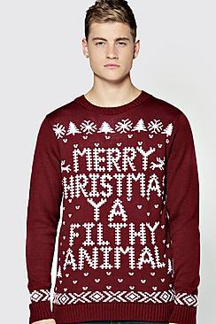 Boohoo Merry Christmas Ya Filthy Animal Jumper