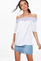 Boohoo Tall Lexi Contrast Ruffle Off The Shoulder Top