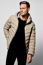 Boohoo Quilted Zip Through Jacket With Hood