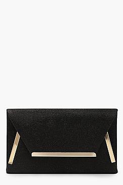 Boohoo Structured Bar & Piping Envelope Clutch