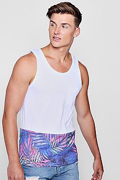 Boohoo Colour Block Racer Vest With Palm Print