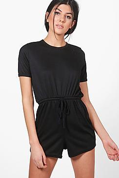 Boohoo Sarah Rib Knit Lounge Playsuit