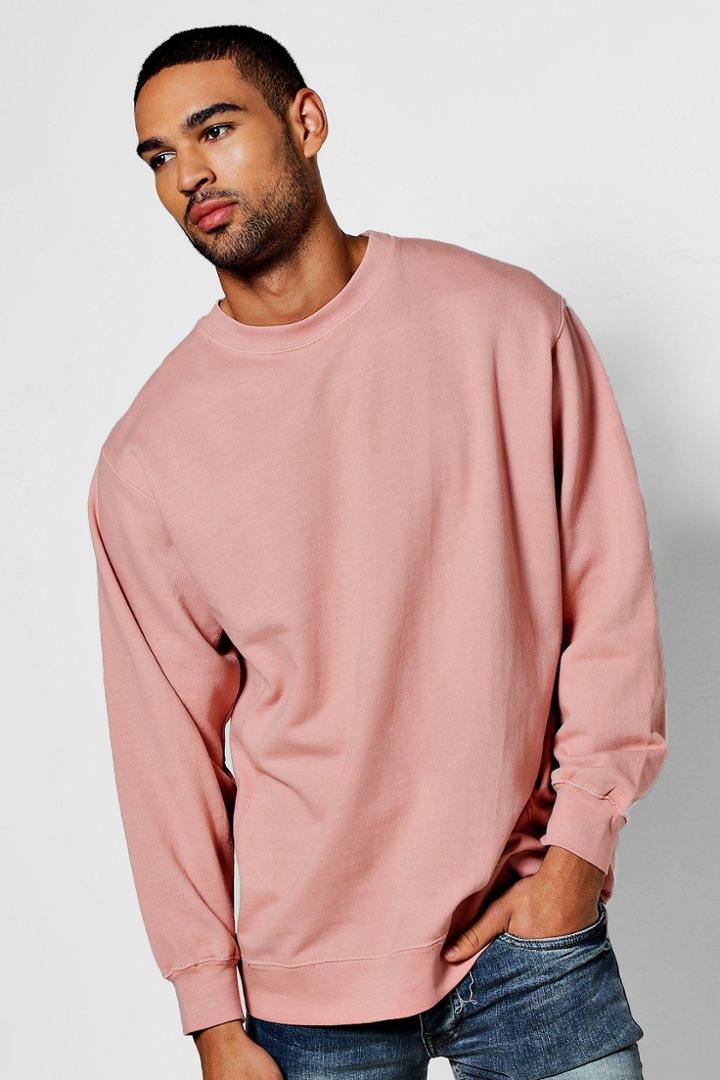 Boohoo Oversized Enzyme Washed Sweater Pink