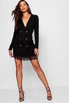 Boohoo Annabel Blazer Dress With Lace Hem Detail