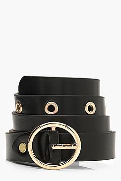 Boohoo Circle Buckle Eyelet Belt