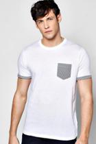 Boohoo Geo Print Pocket T Shirt White