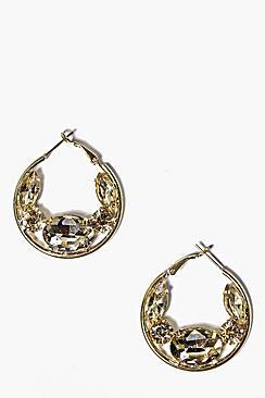 Boohoo Maisy Multi Stone Small Hoop Earrings