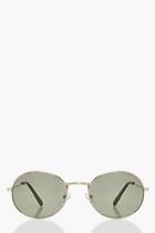 Boohoo Gold Temple Smoke Lens Round Sunglasses