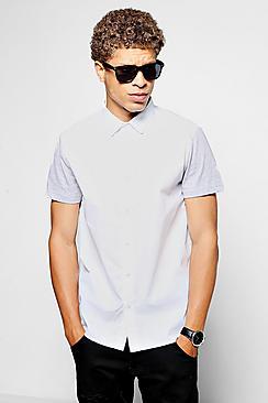 Boohoo White Contrast Jersey Short Sleeve Shirt
