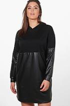 Boohoo Plus Louise Leather Look Contrast Sweat Dress