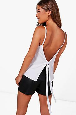 Boohoo Petite Casey Knot Back Cami Top